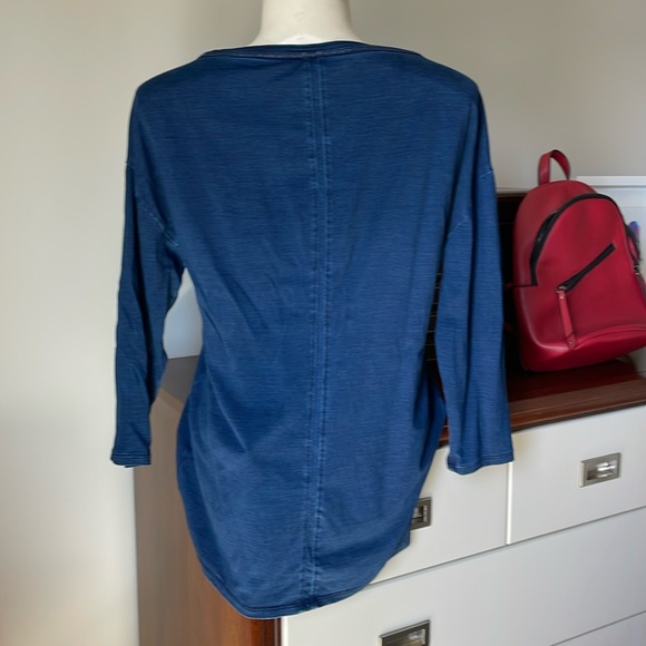 WHBM Dark Denim T Shirt with 3/4 Sleeves . - Picture 2 of 8